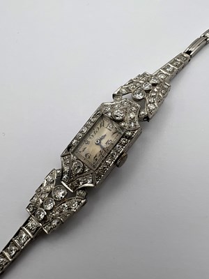 Lot 114 - A diamond cocktail watch, the rectangular...