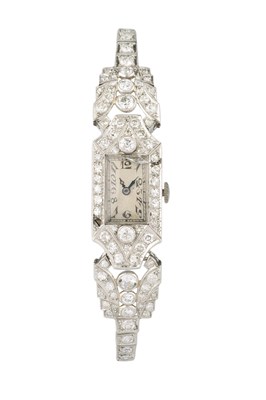 Lot 114 - A diamond cocktail watch, the rectangular...