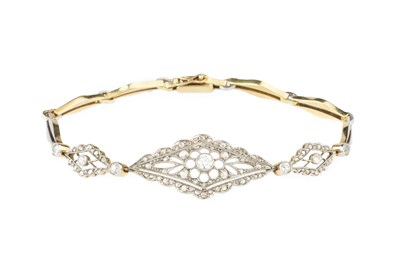 Lot 113 - A diamond set panel bracelet, designed as a...