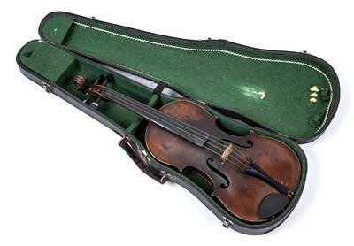 Lot 166 - An old violin with two piece back and printed...