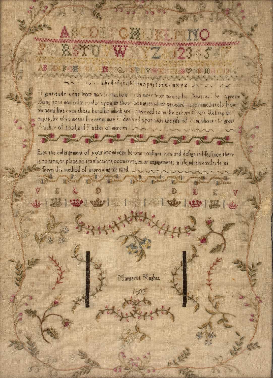 Lot 207 - An early 19th century needlework sampler,...