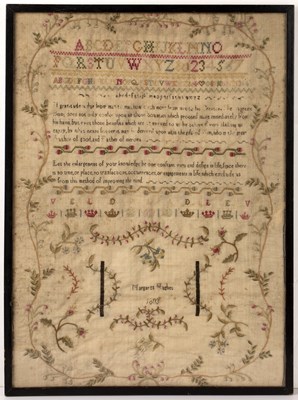 Lot 207 - An early 19th century needlework sampler,...