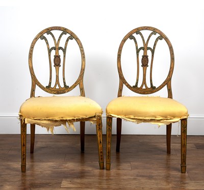 Lot 75 - Pair of Hepplewhite style painted chairs...