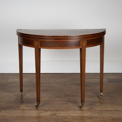 Lot 66 - Mahogany marquetry inlaid card table George...