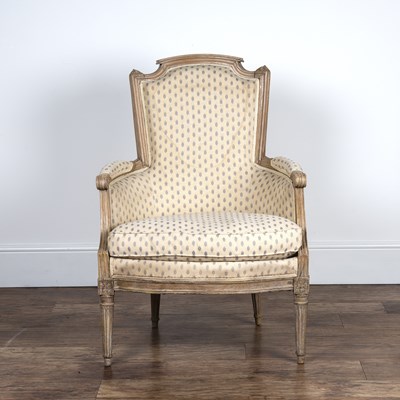 Lot 73 - French Louis XVI style armchair with cream and...