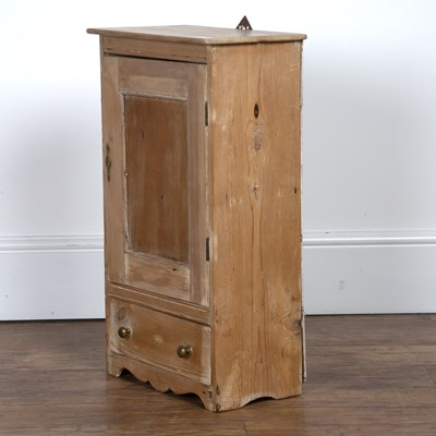 Lot 77 - Small pine wall hanging cupboard with fielded...