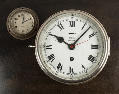 Lot 344 - Ship's clock in a brass and silvered case by...