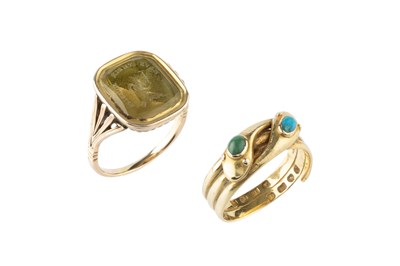 Lot 13 - A Victorian serpent ring, modelled as two...
