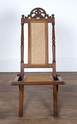 Lot 83 - Walnut framed campaign folding chair 19th...