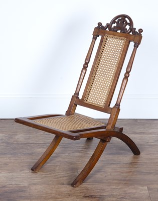 Lot 83 - Walnut framed campaign folding chair 19th...