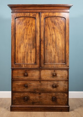 Lot 262 - A 19th century linen press, mahogany, 132cm w...