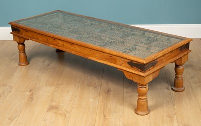 Lot 298 - Two oriental tables, one smaller on red legs,...