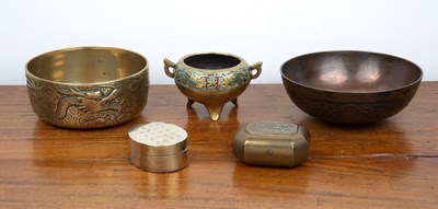 Lot 210 - Small group of metalware Chinese, including an...