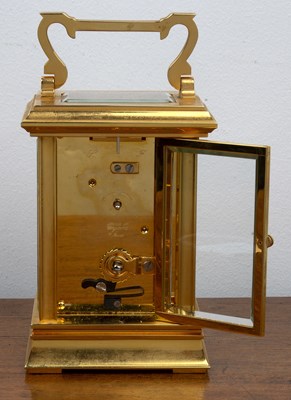 Lot 214 - Halcyon Days carriage clock with an enamel...