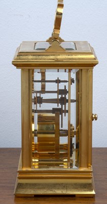 Lot 214 - Halcyon Days carriage clock with an enamel...