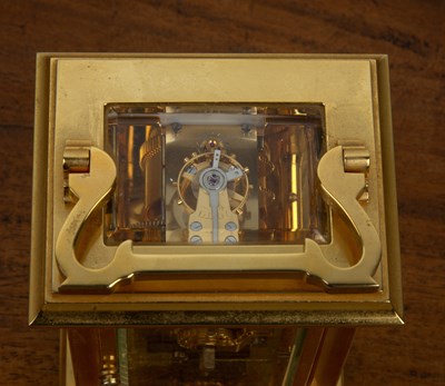 Lot 214 - Halcyon Days carriage clock with an enamel...