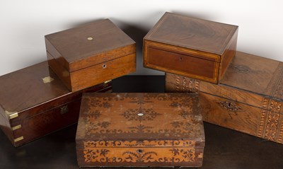 Lot 115 - Collection of five antique boxes including a...