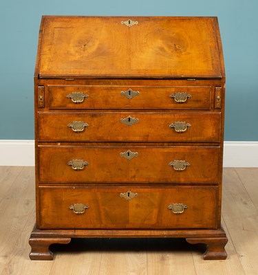 Lot 153 - An 18th century-style walnut bureau, the fall...