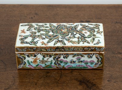 Lot 329 - Canton polychrome pen box Chinese, 19th...