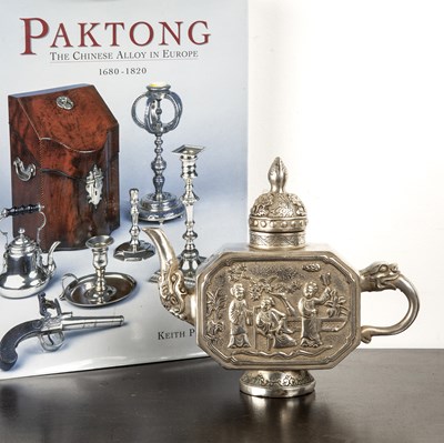 Lot 335 - Paktong teapot Chinese, of octagonal form with...