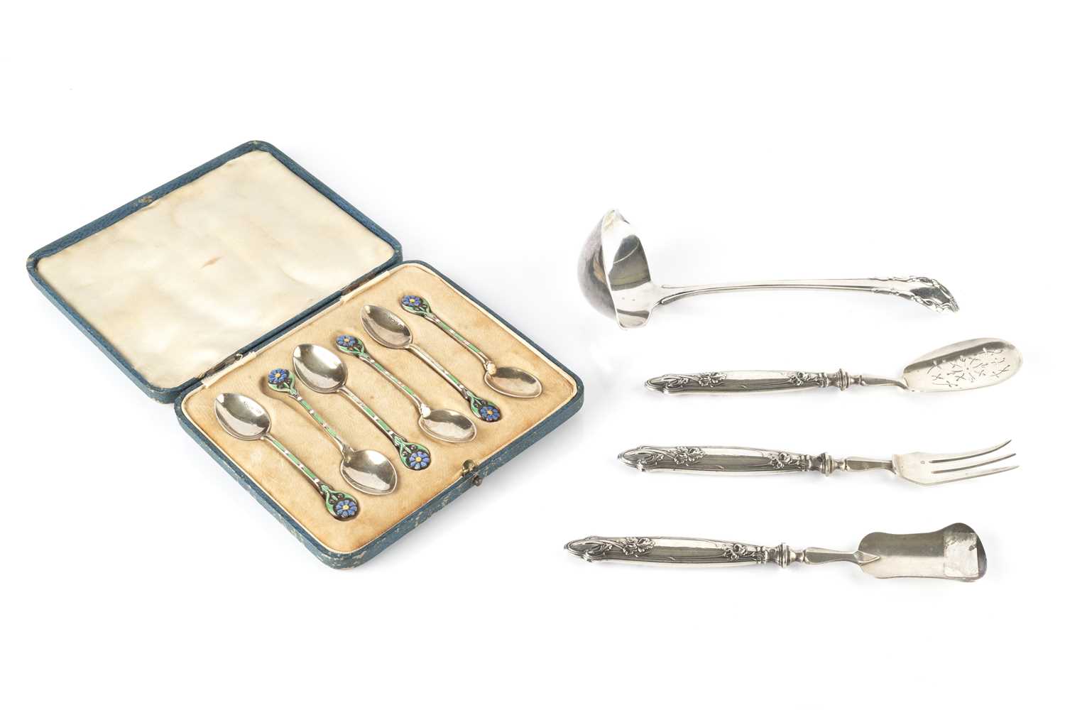 Lot 735 - A Danish silver lily of the valley pattern...