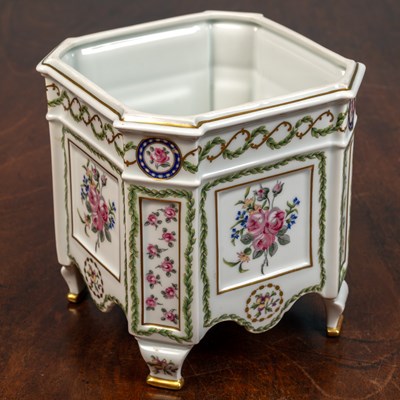 Lot 10 - A Haviland Limoges cachepot, porcelain with a...