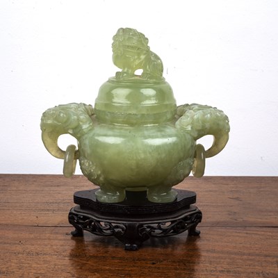 Lot 257 - Green hardstone vase and cover Chinese, with...