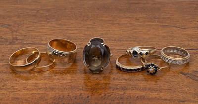 Lot 268 - Collection of gold rings comprising of: five...