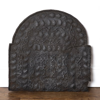 Lot 94 - Cast iron fire back probably 17th Century,...