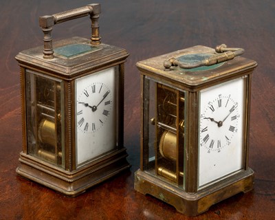 Lot 150 - A French brass carriage clock, 14cm high with...