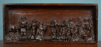 Lot 494 - An antique oak carved figural panel