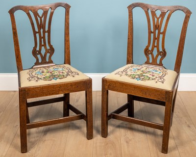 Lot 561 - A pair of 19th century oak dining chairs