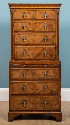 Lot 481 - An 18th century style small sized walnut chest on chest