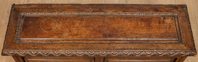 Lot 285 - A 17th century oak Italian style cassone or chest