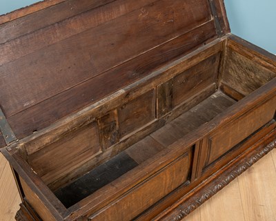 Lot 285 - A 17th century oak Italian style cassone or chest