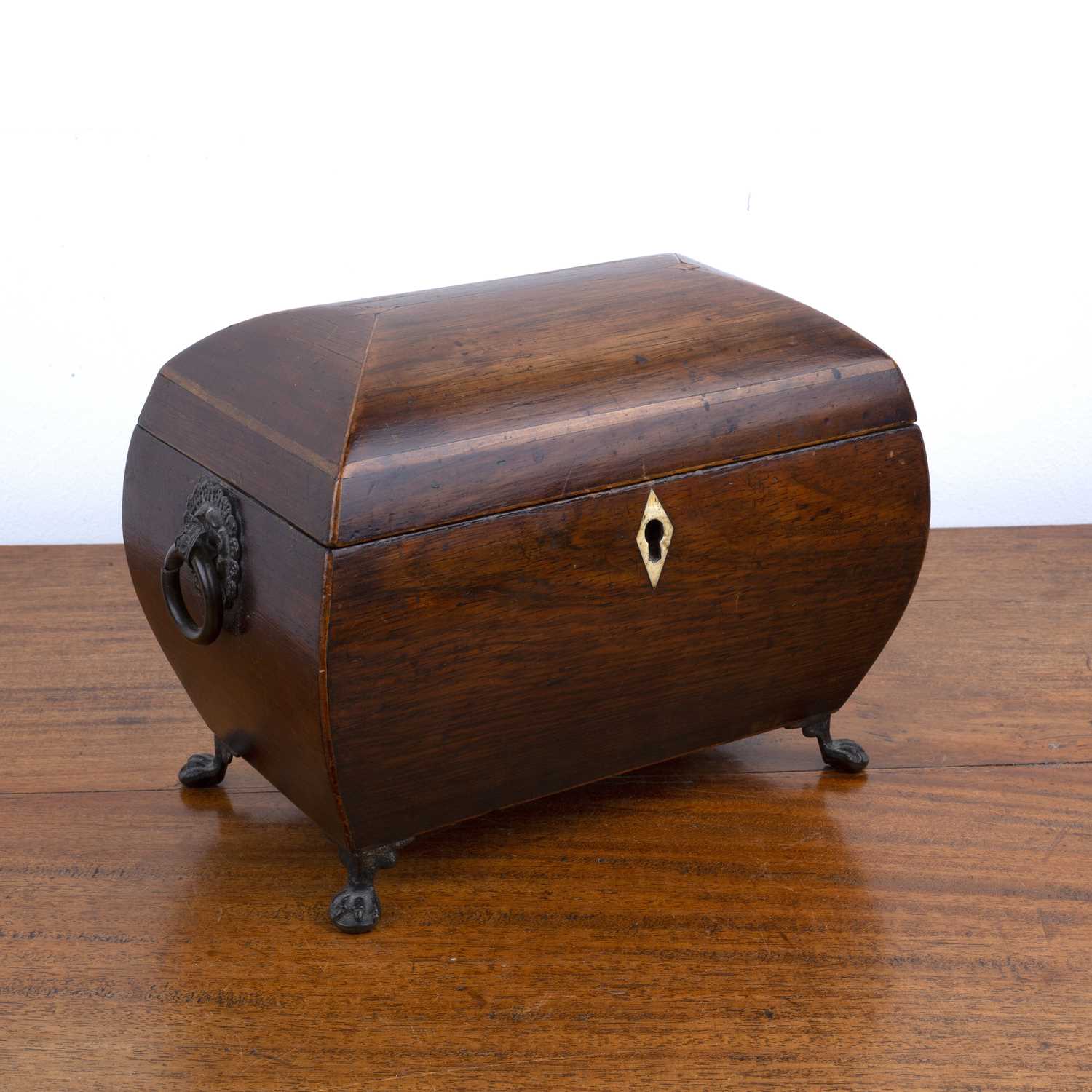 Lot 116 - Rosewood and marquetry tea caddy 19th