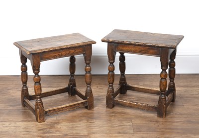 Lot 93 - Matched pair of oak joint stools  20th Century,...