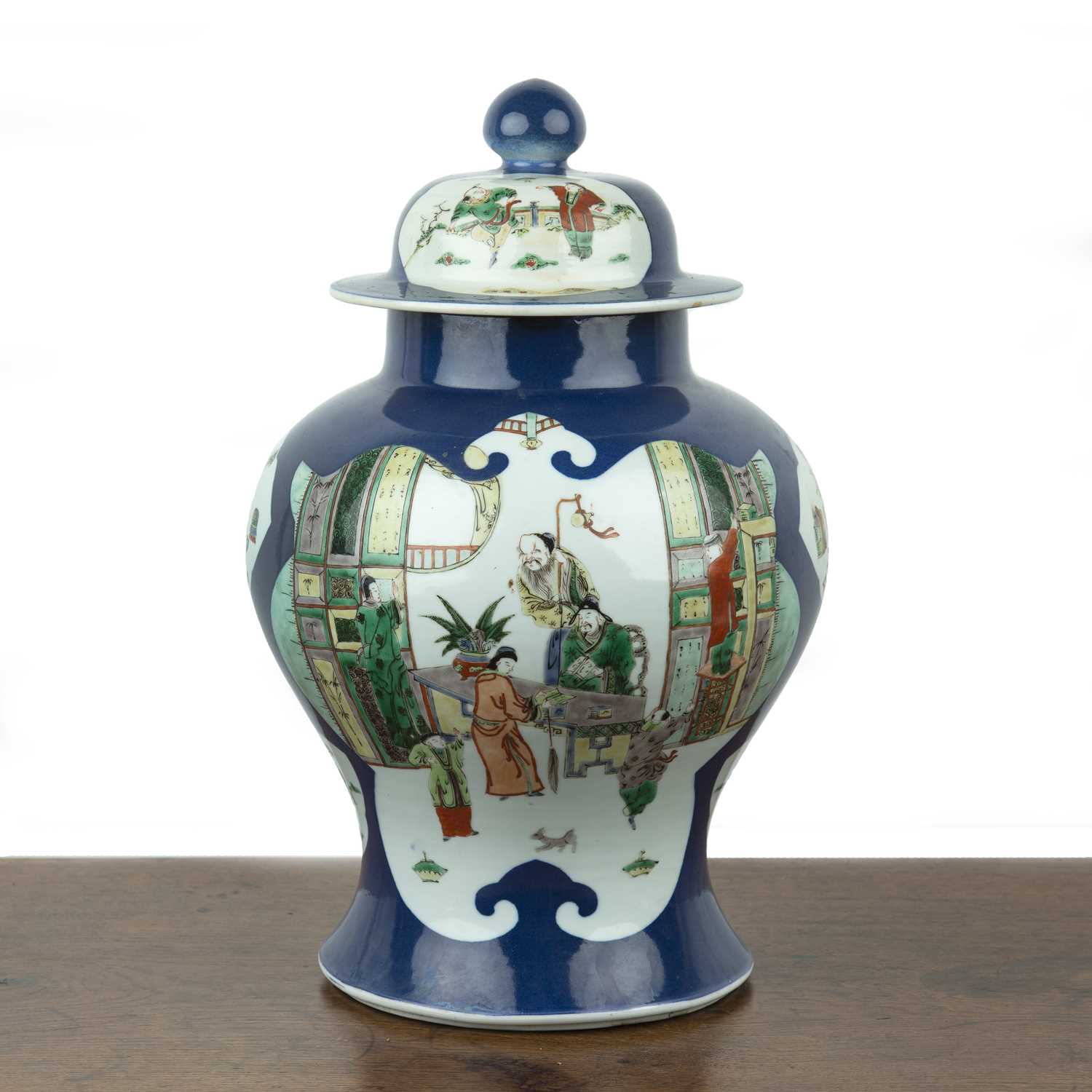 Lot 126 - Powder blue porcelain vase and cover Chinese,...