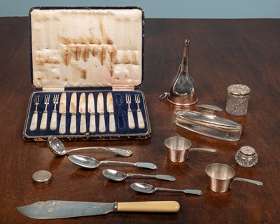 Lot 60 - An assortment of silverware and silver plated...