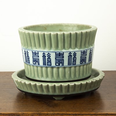 Lot 343 - Celadon jardiniere and stand Chinese, 19th...