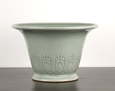 Lot 325 - Celadon jardiniere Chinese, of tapering form...