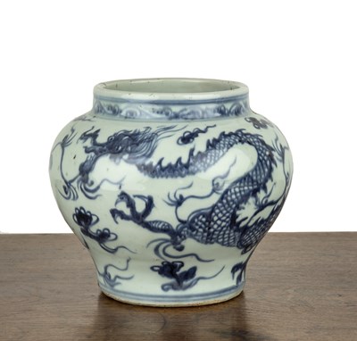 Lot 341 - Blue and white porcelain jar Chinese, late...