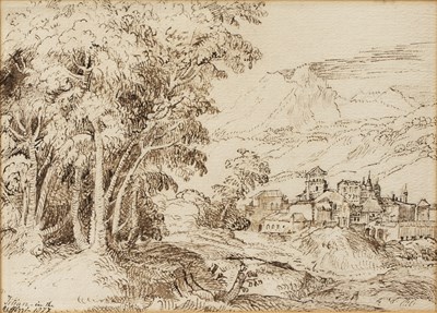 Lot 492 - After Titian Mountain landscape with town,...