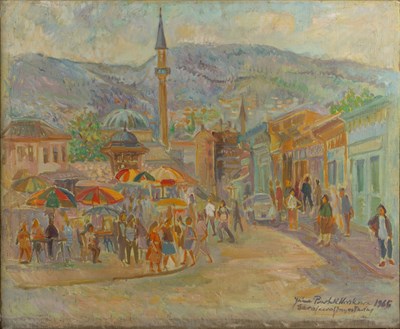 Lot 252 - Janina Pawlek-Noviak (20th century) Market Day,...