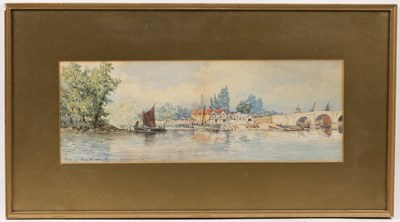 Lot 597 - Alfred Walter Williams (1824-1905), 'Sketch at Kew Bridge, Thames'