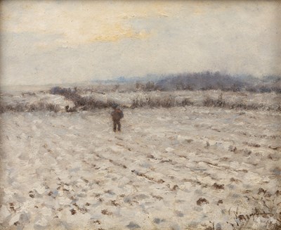 Lot 287 - Harry Fidler (1856-1935) A figure in a snow...