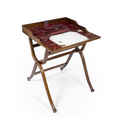 Lot 315 - A late 19th century walnut campaign folding...