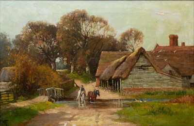 Lot 290 - Henry Charles Fox (1860-1929) A farmyard with...