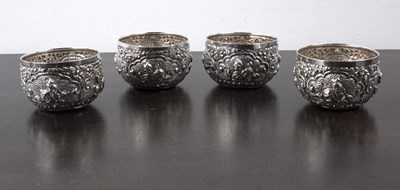 Lot 323 - Four small silver thabiek bowls Burmese, each...