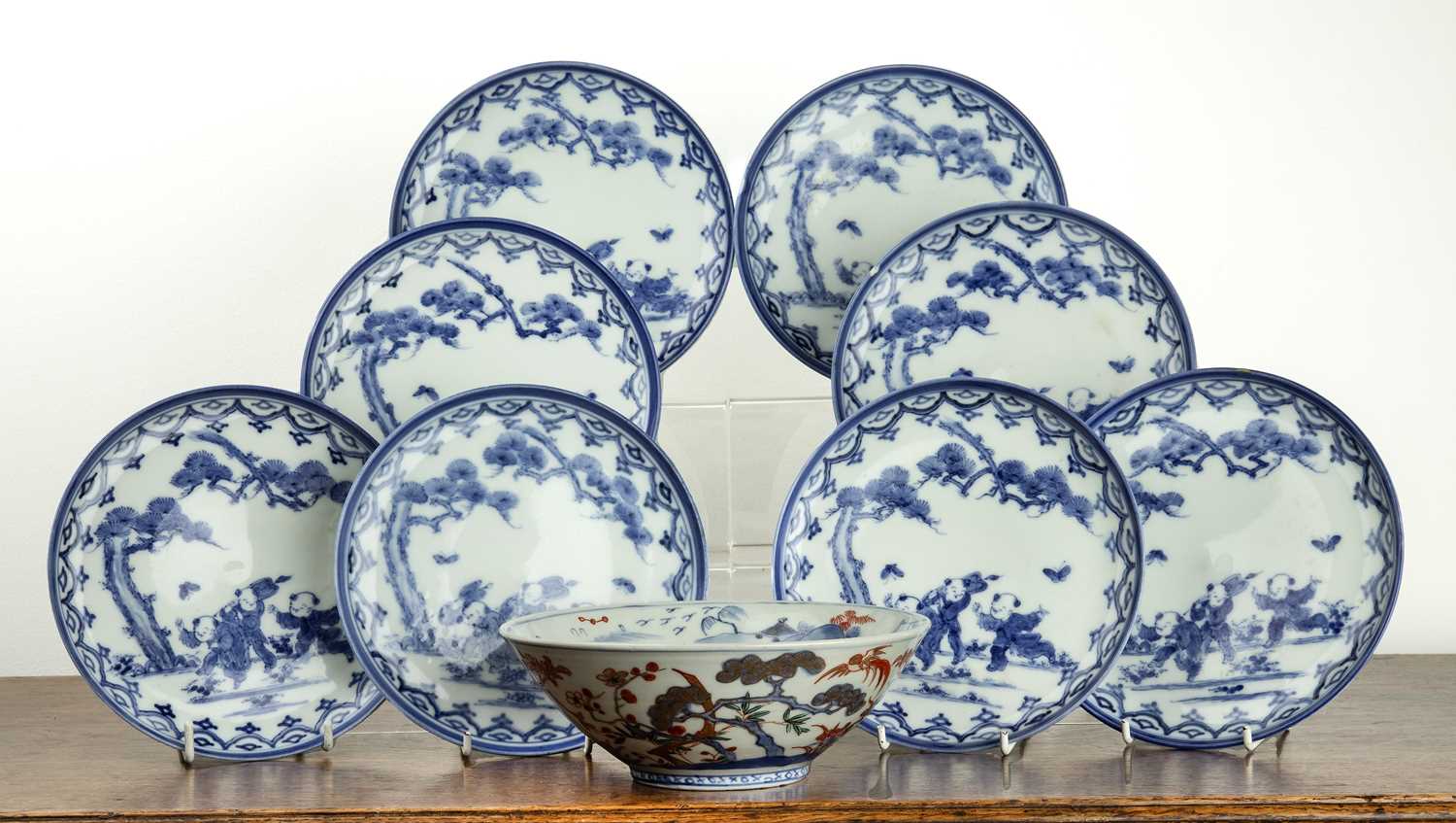 Lot 476 - Eight Hirado porcelain plates Japanese,...